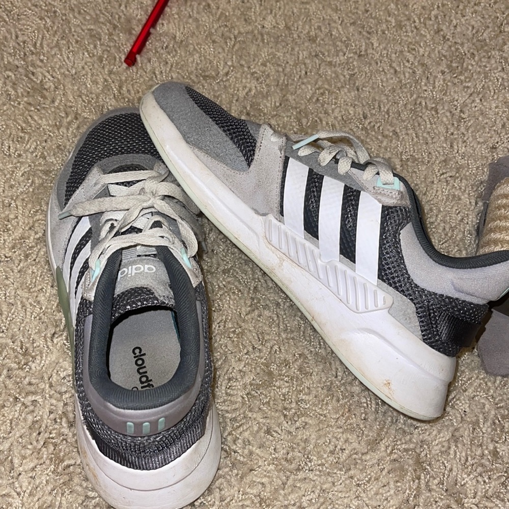 size 7 1/2 adidas shoes, mint and gray.
